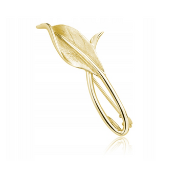 Złota broszka liść srebro pozłacane - prezent dla mamy