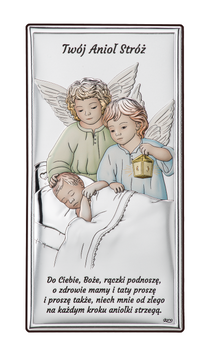 Srebrny obrazek z aniołkami