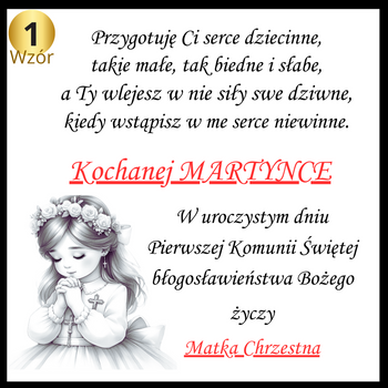 Grawerowana tabliczka  Pierwsza Komunia Święta