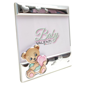 RAMKA SREBRNA NA ZDJĘCIE MIŚ PREZENT DLA DZIEWCZYNKI  CHRZEST ROCZEK URODZINY