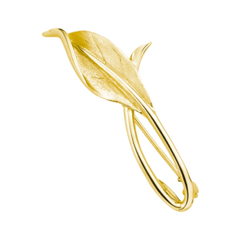 Złota broszka liść srebro pozłacane - prezent dla mamy, babci