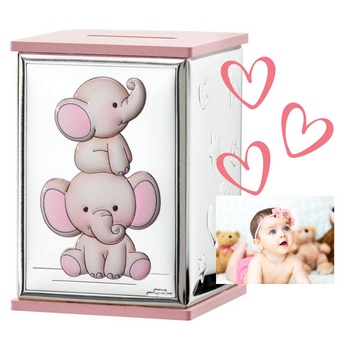 SKARBONKA ZE SŁONIEM PREZENT DLA DZIEWCZYNKI CHRZEST URODZINY ROCZEK + GRAWER