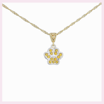 Psia łapka wisiorek srebro pozłacane z kryształkami