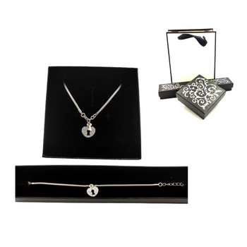 Komplet srebrnej biżuterii - naszyjnik i bransoletka klucz do serca - Kolekcja Calza