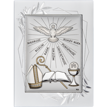 OBRAZEK SREBRNY PAMIĄTKA BIERZMOWANIA DZIEWCZYNKA CHŁOPIEC