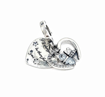 Charms koty i serce zawieszka ze srebra  próby 925