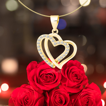 Złoty naszyjnik serca cyrkonie