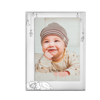 Srebrna Ramka na Zdjęcia na dla chłopca i dla dziewczynki