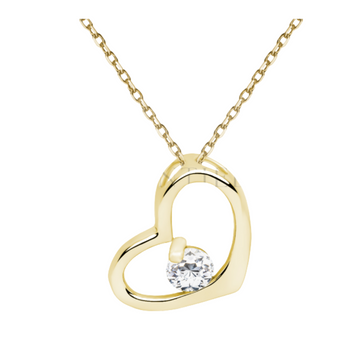 Złoty naszyjnik serce z  cyrkonią