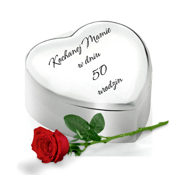 Prezent dla Mamy szkatułka srebrna serce z pozytywką