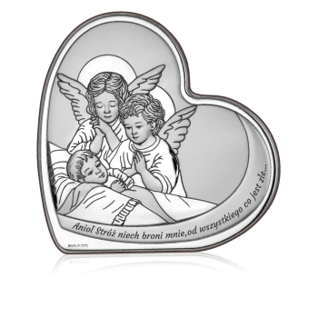 Aniołek - obrazek srebrny Pamiątką Chrztu Świętego Beltrami