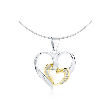 Srebrny naszyjnik serca srebrne i złote   prezent na walentynki