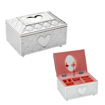 Posrebrzana szkatułka na biżuterię i pamiątki z pozytywką Balerina Zilverstad - prezent na I Komunie