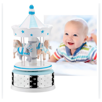 Karuzela Srebrna Niebieska Chrzest Roczek Grawer Pozytywka Valenti