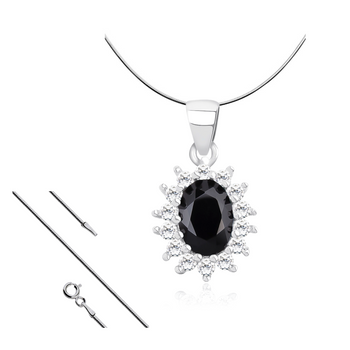 Srebrny naszyjnik z czarną cyrkonią  prezent dla żony, mamy, dziewczyny