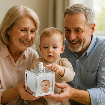 Karuzela Srebrna MIŚ Chrzest Roczek Grawer Pozytywka ZILVERSTAD