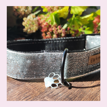 Biżuteria dla psa i jego właściciela  - psia łapka naszyjnik, obroża z psią łapką, zestaw-  silver dog