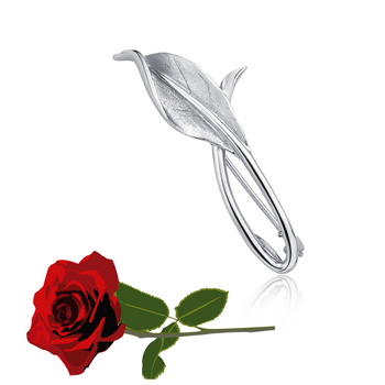 Złota broszka liść srebro - prezent dla mamy, babci