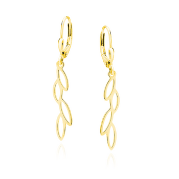 Kolczyki srebro pozłacane pr.925 wiszące listki