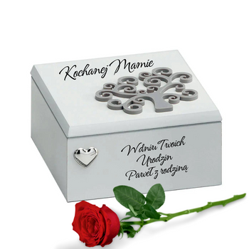 Prezent dla Mamy drewniana szkatułka z drzewkiem życia