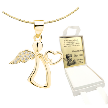 Złoty aniołek - wisiorek z łańcuszkiem -srebro pozłacane