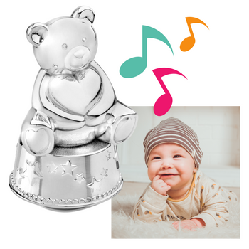 Karuzela Srebrna MIŚ Chrzest Roczek Grawer Pozytywka ZILVERSTAD