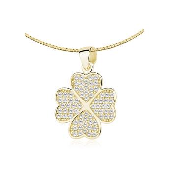 Naszyjnik z koniczynką srebro pozłacane - prezent na Święta