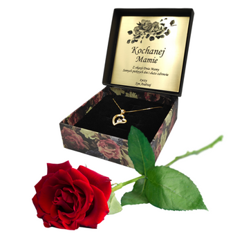 Złoty naszyjnik serce z cyrkonią  na prezent dla Mamy