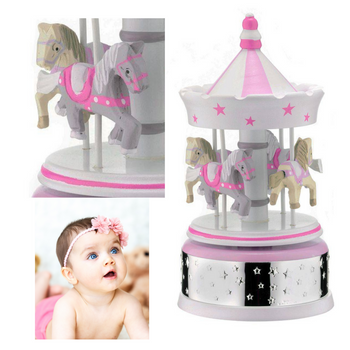 Karuzela Srebrna Różowa Chrzest Roczek Grawer Pozytywka Valenti