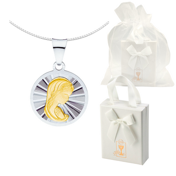 Srebrny medalik Matka Boska Madonna - pozłacany