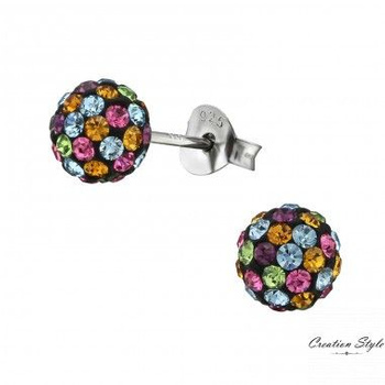 Srebrne kolczyki kule z kryształkami