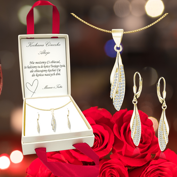 Srebrny komplet biżuterii - prezent dla dorosłej córki z dedykacją