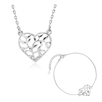 KOMPLET BIŻUTERII DAMSKIEJ SERCE 925 Naszyjnik bransoletka - grawer w pudełku GRATIS