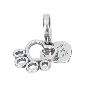Psia łapka - srebrny charms