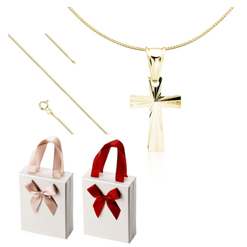 Srebrny pozłacany krzyżyk z łańcuszkiem grawer gratis - prezent na Bierzmowanie