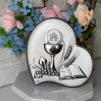 Obrazek srebrny pamiątka pierwszej  komunii świętej