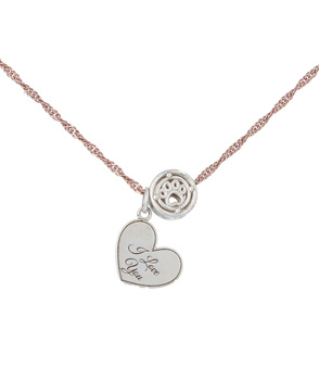 Wisiorek psia łapka z serduszkiem srebrny próba 925