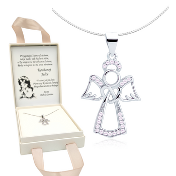 Srebrny aniołek - wisiorek z łańcuszkiem -srebro 925