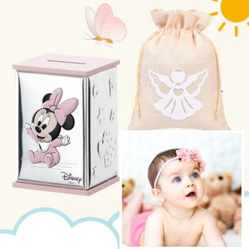 Skarbonka Disney Myszka  dla dziewczynki z grawerem - prezent na Chrzest Św. roczek, urodziny