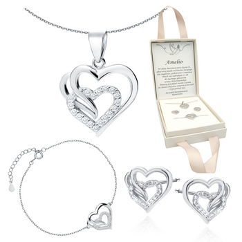 Srebrny komplet biżuterii serca