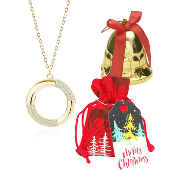 Świąteczny zestaw  pozłacany naszyjnik, pudełko, woreczek