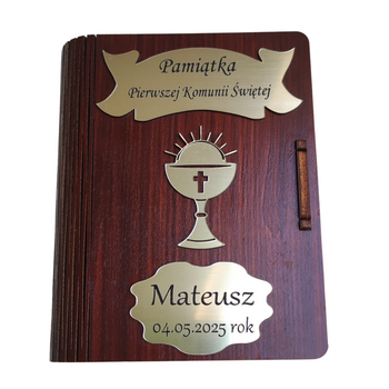 Szkatułka, Drewniane PUDEŁKO NA PIENIĄDZE Biżuterię Życzenia prezent na Pierwszą Komunię