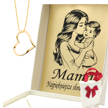 Prezent dla przyszłej mamy złote serce - srebrny, pozłacany naszyjnik "Będę Mamą"