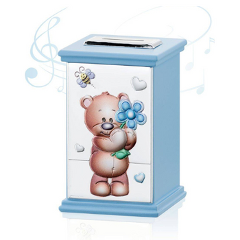 Skarbonka z misiem dla chłopca niebieska Thilia grawer