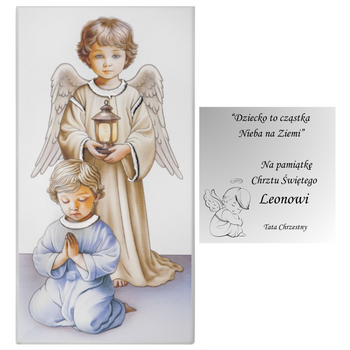Obrazek z Aniołkiem Pamiątka Chrztu  Świętego dla chłopca