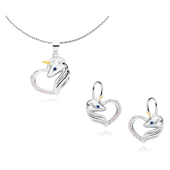 Komplet biżuterii naszyjnik i kolczyki jednorożec  dla dziewczynki