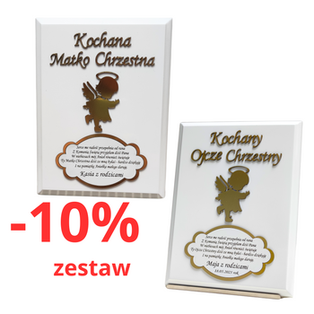 PODZIĘKOWANIE DLA MATKI CHRZESTNEJ I OJCA CHRZESTNEGO KOMUNIA BIAŁY DREWNIANY PANEL ELEMENT 3D