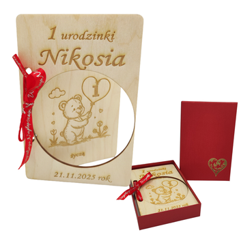 Drewniana Kartka na Pierwsze Urodziny Dziecka Roczek Pamiątka na 2 3 4 5