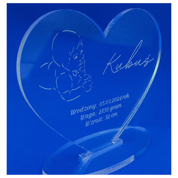 Metryczka dla dziecka - personalizowana statuetka na szkle akrylowym – prezent dla dziecka  narodziny, chrzest